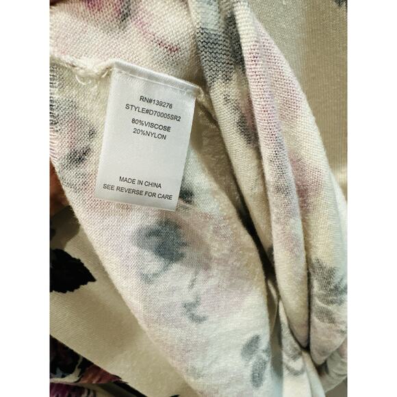 NEW Daniel Rainn Medium Ivory Pink Floral Crew Neck Soft Knit Top Sweater - Picture 5 of 6